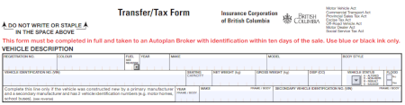 form required for transfer of licence plates