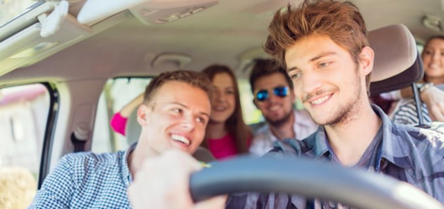 car full of teens spreading the risk of impaired driving