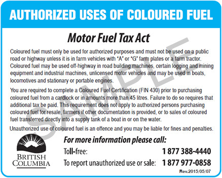 image of coloured fuel pump label