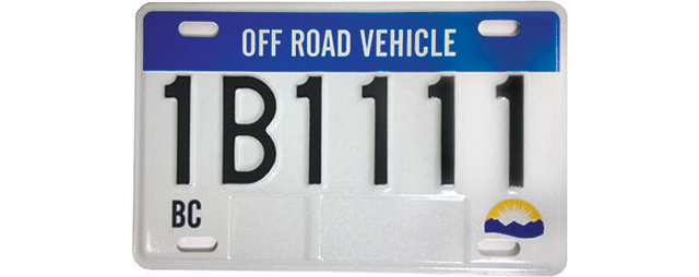 image of bc off road vehicle licence plate