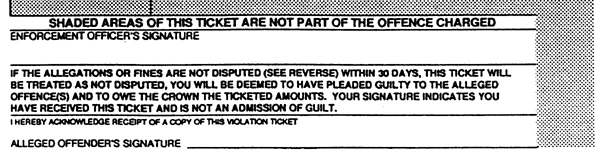 image showing where officers sign a violation ticket