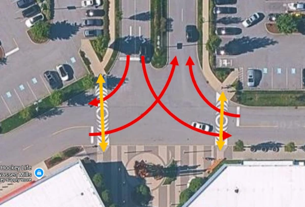 image of parking lot driving paths