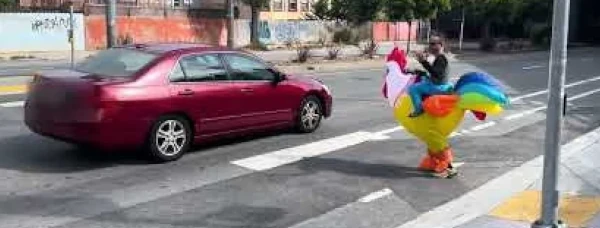 image of playing chicken in a crosswalk