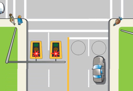 car stopped before traffic signal loop