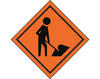 men working sign